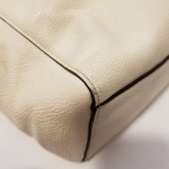 Authentic Coach Cream Ivory Pebbled Leather Large Tote Purse - Picture 13 of 15